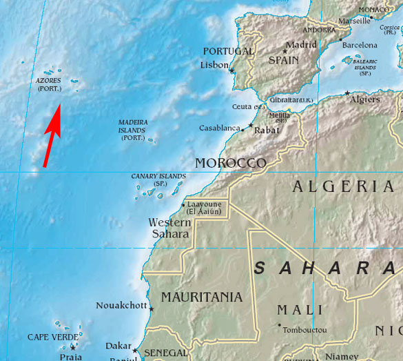 Landkarte map Azoren Azores Açores