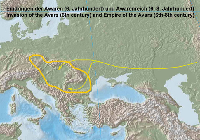 Landkarte Map Awaren Avars Awarenreich Empire