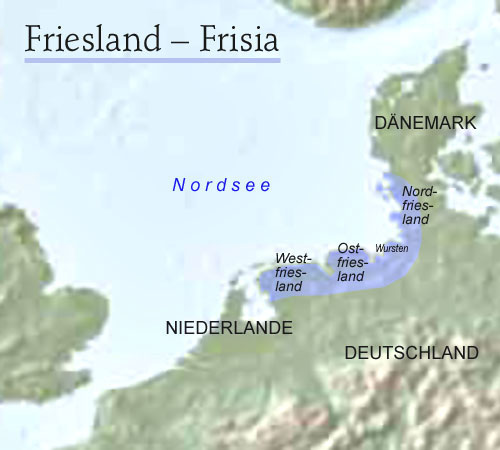 Landkarte, map, Friesen, Friezen, Fresena, Frisians, Friesland, Frisia