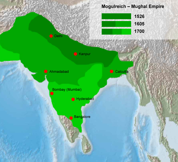 Mogulreich Mughal Empire Map Landkarte